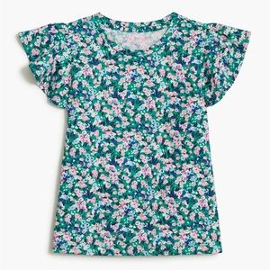 NEW J. CREW CREWCUTS GIRLS RUFFLE SLEEVE FLORAL FLOWER TOP